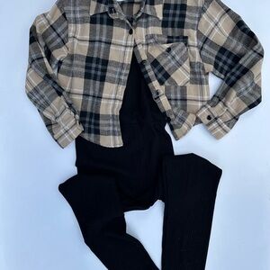Flannel Shirt with Black Romper set